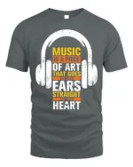 Music Is Art That Hits the Heart T-Shirt for Music Fans - gray t-shirt on white background