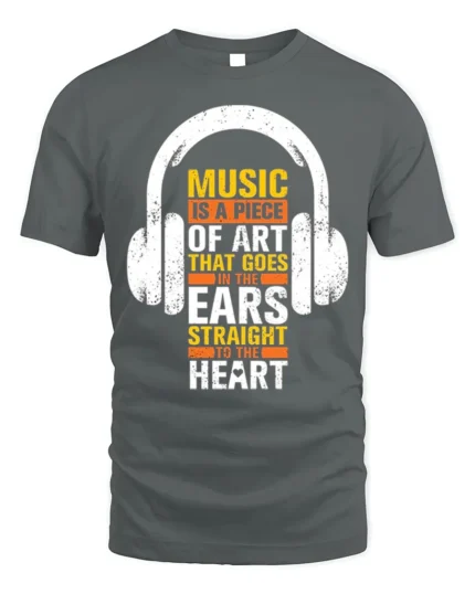 Music Is Art That Hits the Heart T-Shirt for Music Fans - gray t-shirt on white background
