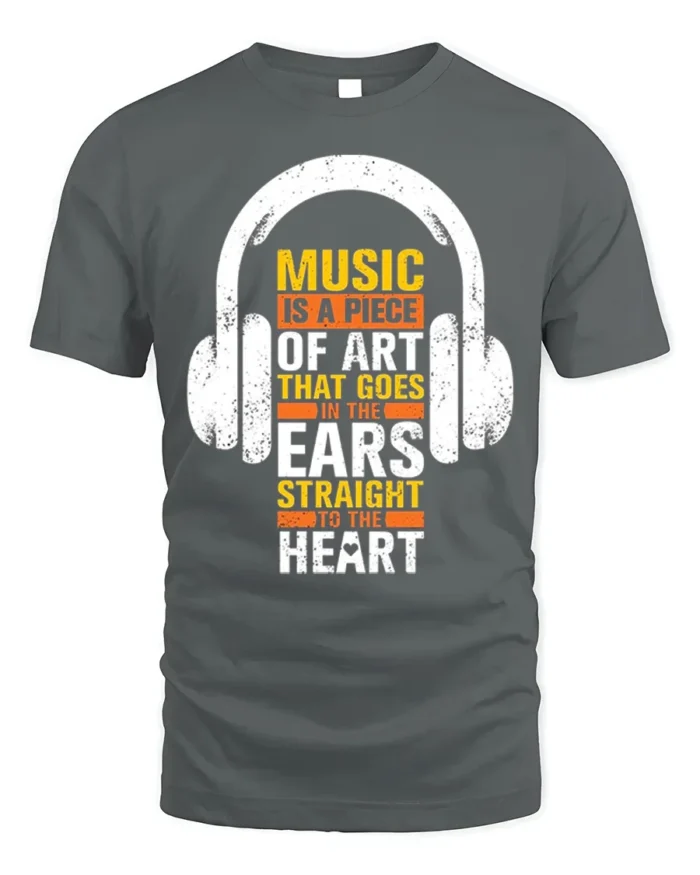 Music Is Art That Hits the Heart T-Shirt for Music Fans - gray t-shirt on white background