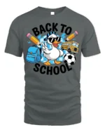 Funny Duck Back to School T-Shirt for Kids Boys Girls - gray t-shirt on white background