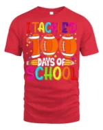 I Tackled 100 Days of School Football T-Shirt - red t-shirt on white background