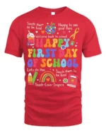 Happy First Day of School Rainbow T-Shirt Gift - red t-shirt on white background