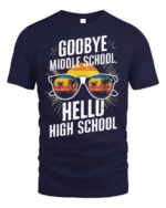 Goodbye Middle School Hello High School T-Shirt - navy t-shirt on white background
