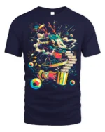 Cyber Dragon Graffiti T-Shirt Futuristic Street Art - navy t-shirt on white background