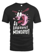 Screaming Dog Cartoon Aaah Mondays T-Shirt Funny - black t-shirt on white background