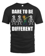 Dare to Be Different Skeleton Rainbow T-Shirt - black t-shirt on white background