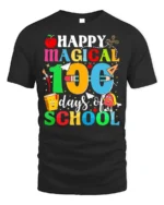 Happy Magical 100 Days of School T-Shirt Tee - black t-shirt on white background