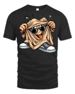 Cool Cartoon Graphic T-Shirt with Sunglasses Dude - black t-shirt on white background