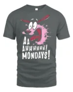 Screaming Dog Cartoon Aaah Mondays T-Shirt Funny - gray t-shirt on white background