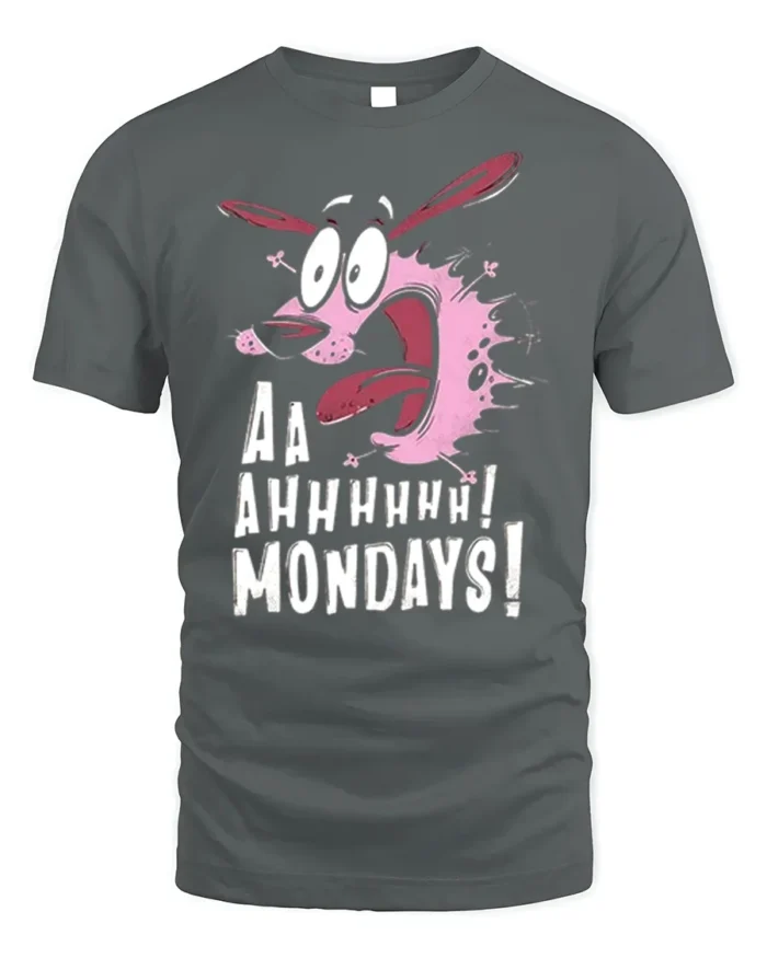 Screaming Dog Cartoon Aaah Mondays T-Shirt Funny - gray t-shirt on white background