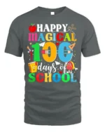 Happy Magical 100 Days of School T-Shirt Tee - gray t-shirt on white background