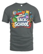 Colorful Back to School T-Shirt - gray t-shirt on white background
