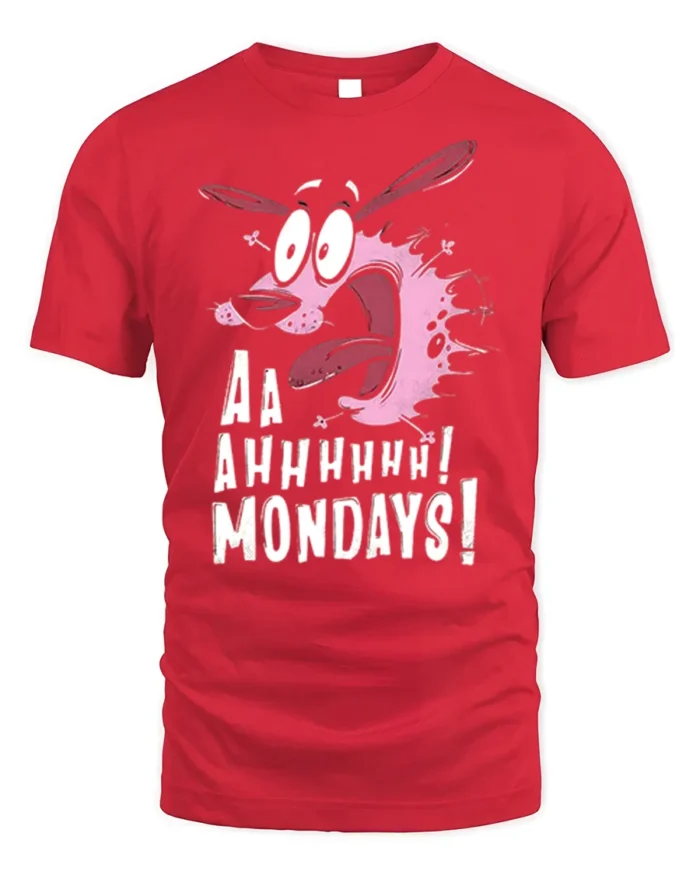 Screaming Dog Cartoon Aaah Mondays T-Shirt Funny - red t-shirt on white background