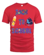 Back to School Pencil and Backpack T-Shirt Fun - red t-shirt on white background