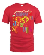 Happy 100th Day of School Cute Kids Colorful T-Shirt - red t-shirt on white background