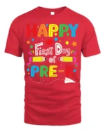 Happy First Day of Pre-K T-Shirt Colorful Tee - red t-shirt on white background