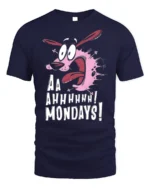 Screaming Dog Cartoon Aaah Mondays T-Shirt Funny - navy t-shirt on white background