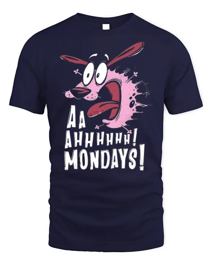 Screaming Dog Cartoon Aaah Mondays T-Shirt Funny - navy t-shirt on white background