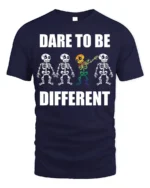 Dare to Be Different Skeleton Rainbow T-Shirt - navy t-shirt on white background