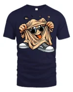 Cool Cartoon Graphic T-Shirt with Sunglasses Dude - navy t-shirt on white background