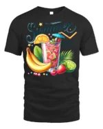 Summer Vibes Fruit Drink T-Shirt Cool Tropical Tee - black t-shirt on white background