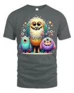 Cute Colorful Monster Family T-Shirt for Kids and Fun - gray t-shirt on white background