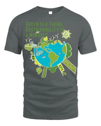 Green Trend Sustainability Mindset Eco-Friendly T-Shirt - gray t-shirt on white background