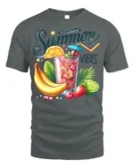Summer Vibes Fruit Drink T-Shirt Cool Tropical Tee - gray t-shirt on white background