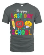 Happy Last Day of School T-Shirt Colorful Teacher - gray t-shirt on white background