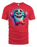 Colorful Happy Monster T-Shirt for Fun-Loving Vibes - red t-shirt on white background