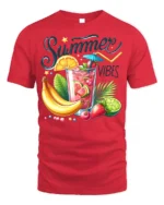 Summer Vibes Fruit Drink T-Shirt Cool Tropical Tee - red t-shirt on white background
