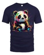 Color Splash Panda T-Shirt for Cute Artistic Style - navy t-shirt on white background