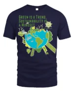 Green Trend Sustainability Mindset Eco-Friendly T-Shirt - navy t-shirt on white background