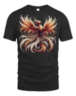 Fiery Phoenix Rise Graphic T-Shirt for Men - black t-shirt on white background