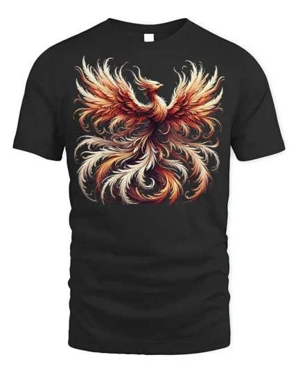 Fiery Phoenix Rise Graphic T-Shirt for Men - black t-shirt on white background