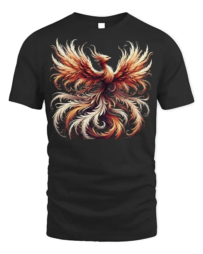Fiery Phoenix Rise Graphic T-Shirt for Men - black t-shirt on white background