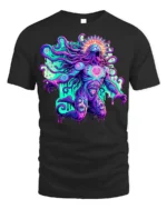 Psychedelic Cosmic Deity Graphic T-Shirt - black t-shirt on white background