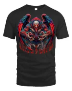 Savage Demon Rooster Graphic T-shirt for Men - black t-shirt on white background