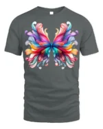 Colorful Abstract Butterfly Graphic T-Shirt - gray t-shirt on white background