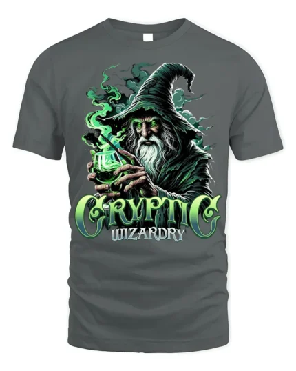 Cryptic Wizardry Magic Spellcaster T-Shirt - gray t-shirt on white background
