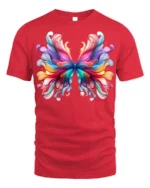 Colorful Abstract Butterfly Graphic T-Shirt - red t-shirt on white background