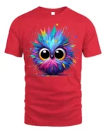 Colorful Big Eyes Owl T-shirt for Cute Animal Lovers - red t-shirt on white background