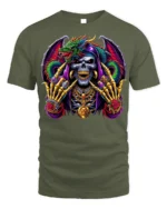 Grim Reaper Dragon T-shirt with Gothic Artwork - military green t-shirt on white background