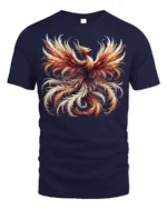 Fiery Phoenix Rise Graphic T-Shirt for Men - navy t-shirt on white background