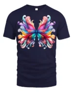 Colorful Abstract Butterfly Graphic T-Shirt - navy t-shirt on white background