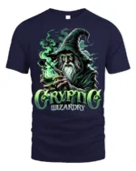 Cryptic Wizardry Magic Spellcaster T-Shirt - navy t-shirt on white background