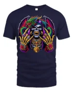 Grim Reaper Dragon T-shirt with Gothic Artwork - navy t-shirt on white background