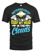 Meteorologist T-Shirt Head In The Clouds Tee - black t-shirt on white background