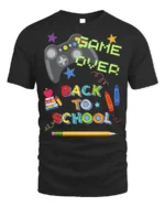 Game Over Back To School T-Shirt - black t-shirt on white background