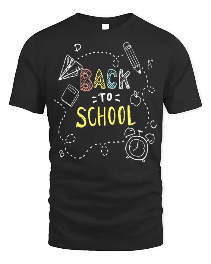 Back To School Doodle T-Shirt - black t-shirt on white background
